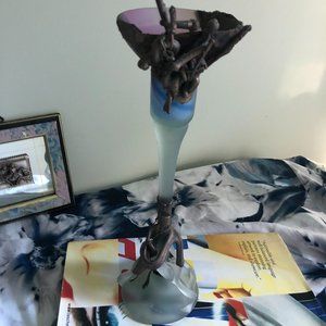 Deconstructivist Postmodernist Style Artist Handcrafted Glass Candlestick